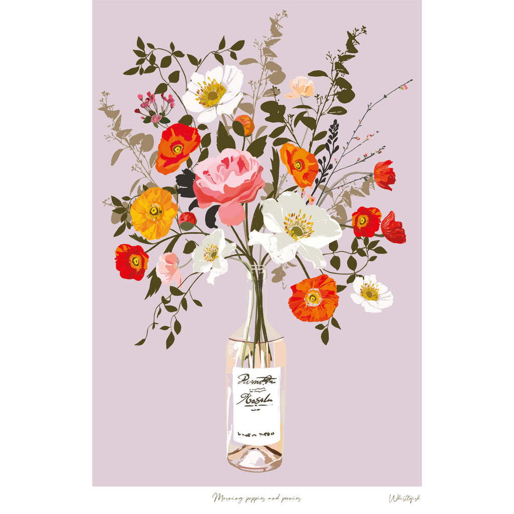 Print-WF631P - Morning Poppies & Peonies Art Print-Whistlefish