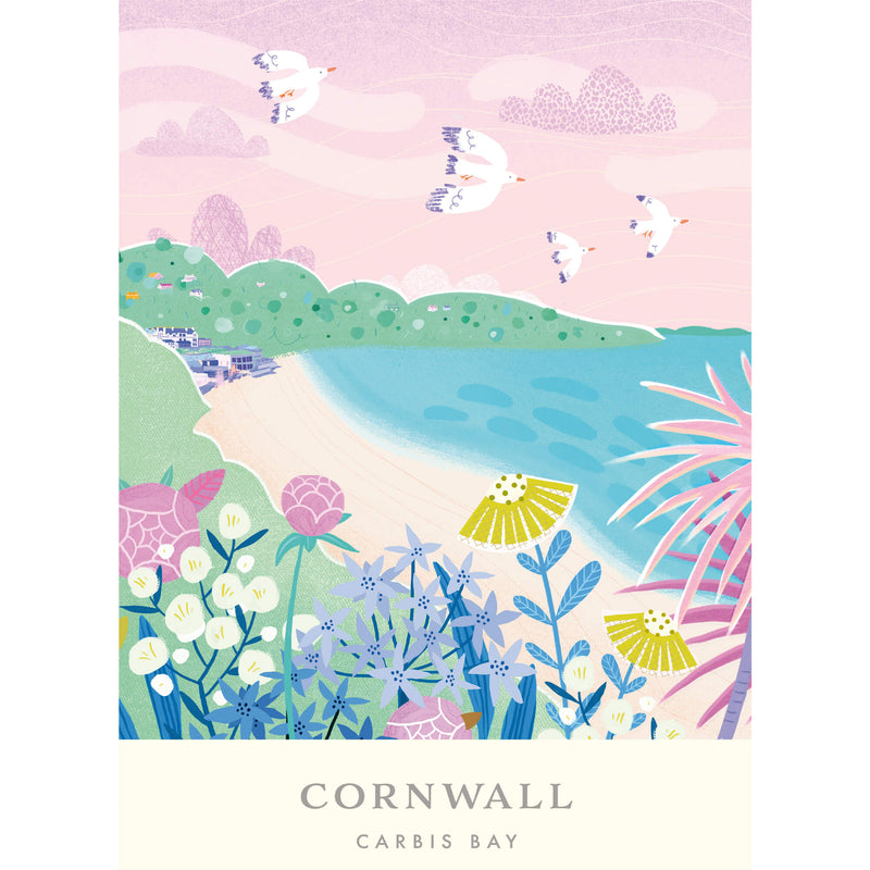 Print - WF663P - Carbis Bay Brights Small Art Print - Carbis Bay Brights Small Art Print - Coastal Art Prints - Whistlefish