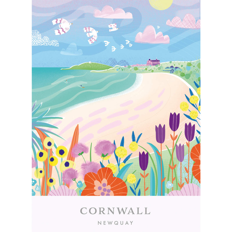 Print - WF665P - Newquay Fistral Brights Med Art Print - Newquay Fistral Brights Small Art Print - Coastal Art - Whistlefish