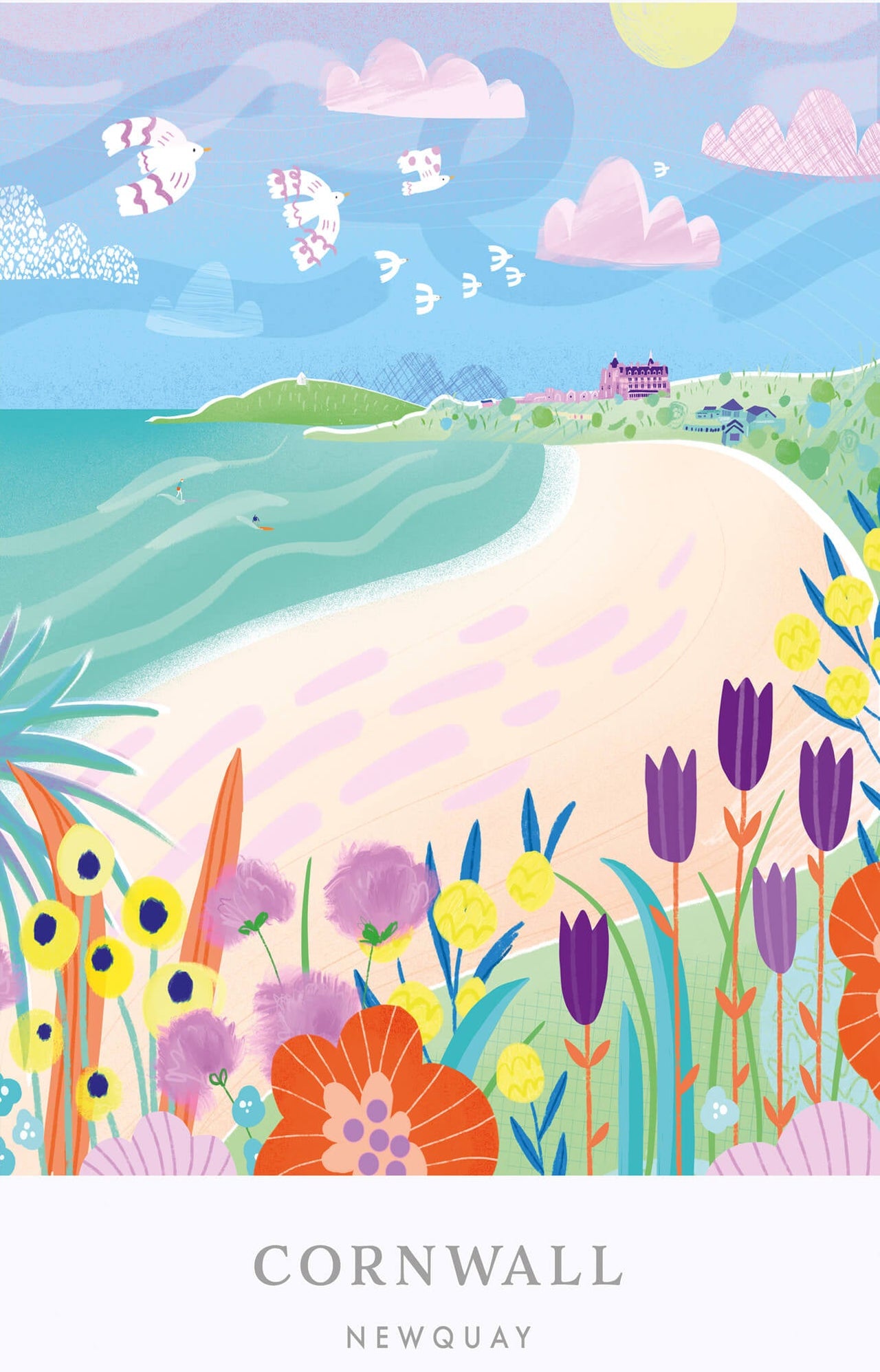 Print-WF671P - Newquay Brights Art Print-Whistlefish