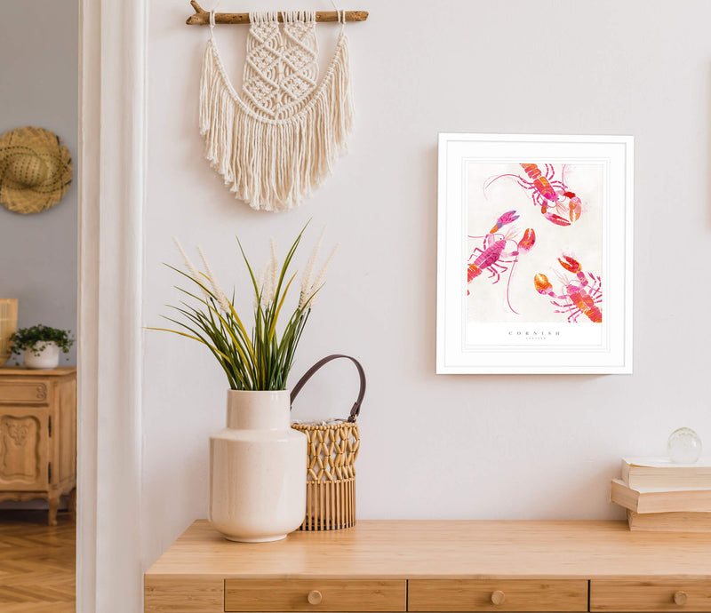 Print-WF707P - Cornish Lobsters Small Art Print-Whistlefish