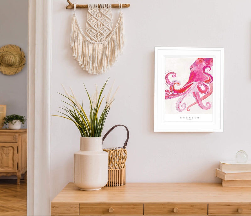Print-WF708P - Cornish Octopus Small Art Print-Whistlefish
