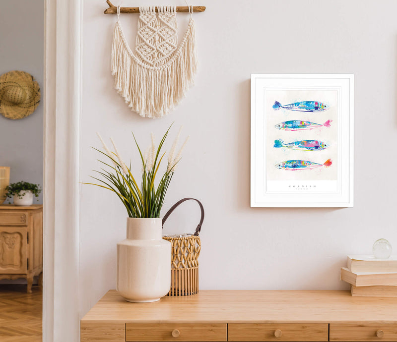 Print-WF711P - Cornish Mackerel (Small Poster)-Whistlefish