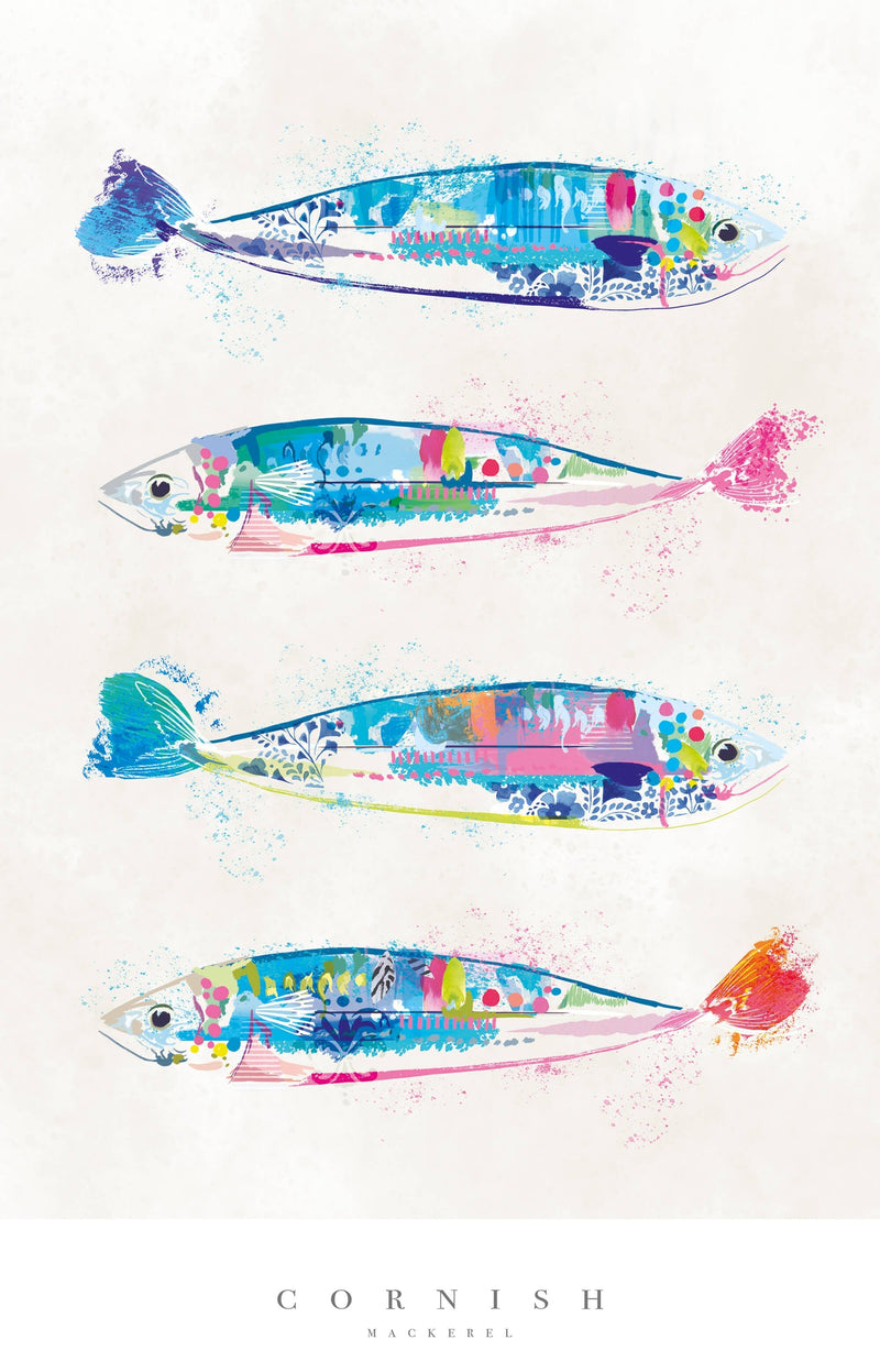 Print-WF711P - Cornish Mackerel (Small Poster)-Whistlefish