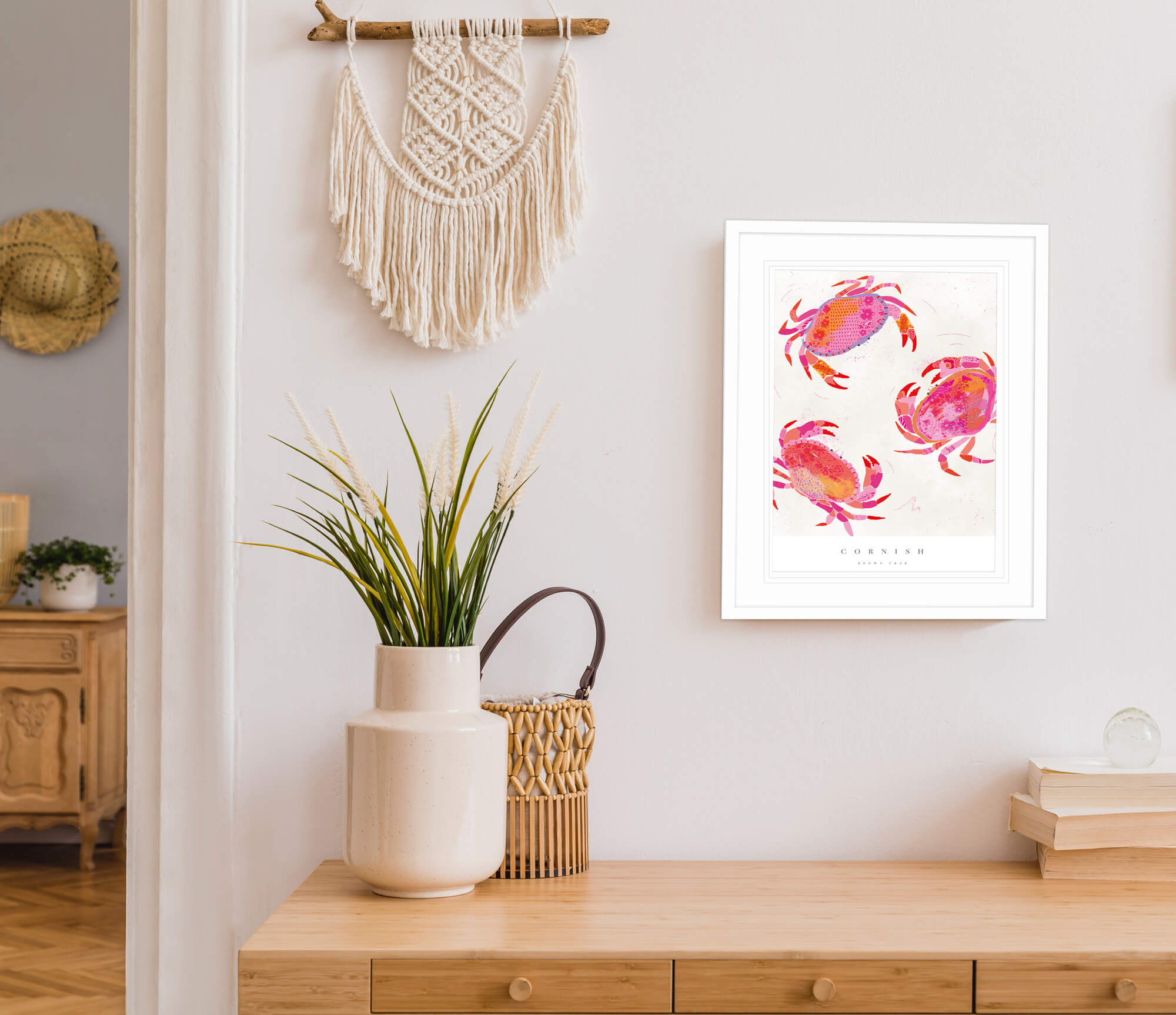 Print-WF712P - Cornish Crabs Small Art Print-Whistlefish