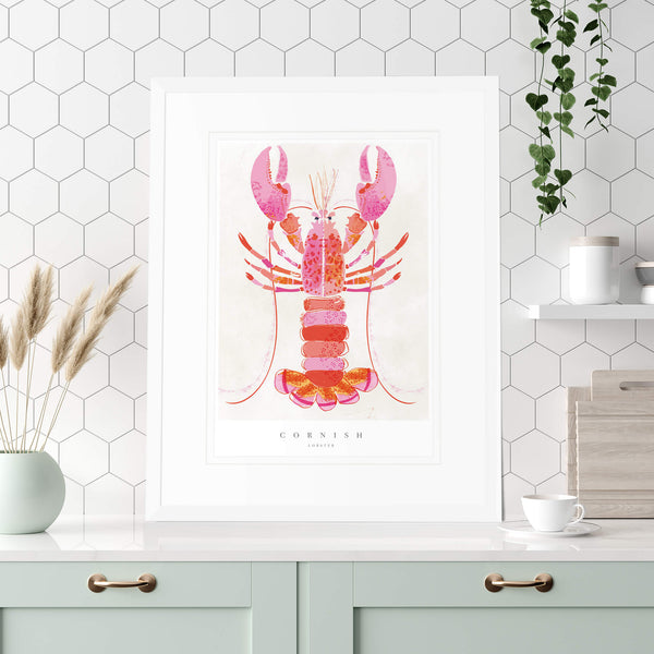 Print-WF717P - Cornish Lobster Medium Framed Print-Whistlefish