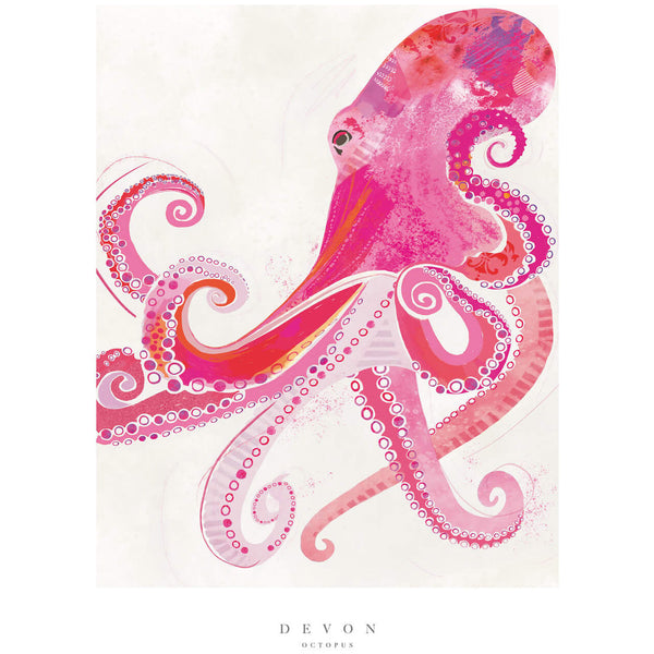 Print - WF725P - Devon Octopus Medium Art Print - Devon Octopus Medium Art Print - Whistlefish