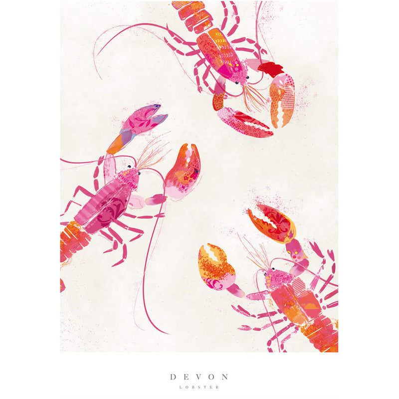 Print-WF726P - Devon Lobsters Medium Art Print-Whistlefish