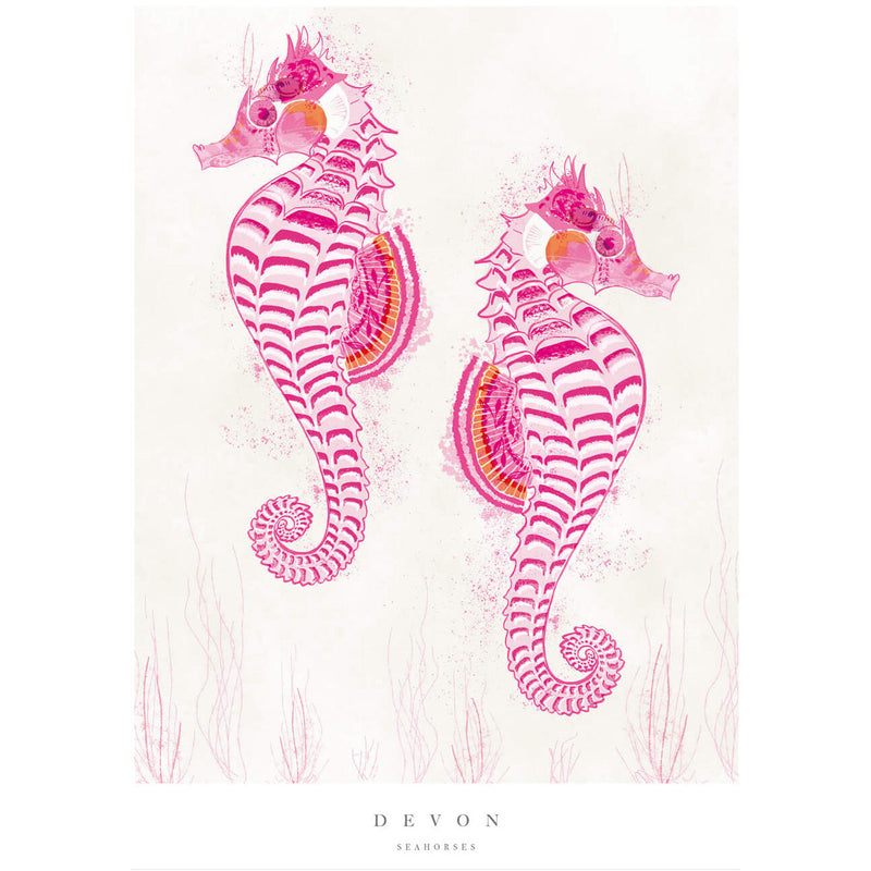 Print-WF727P - Devon Seahorses Large Art Print-Whistlefish