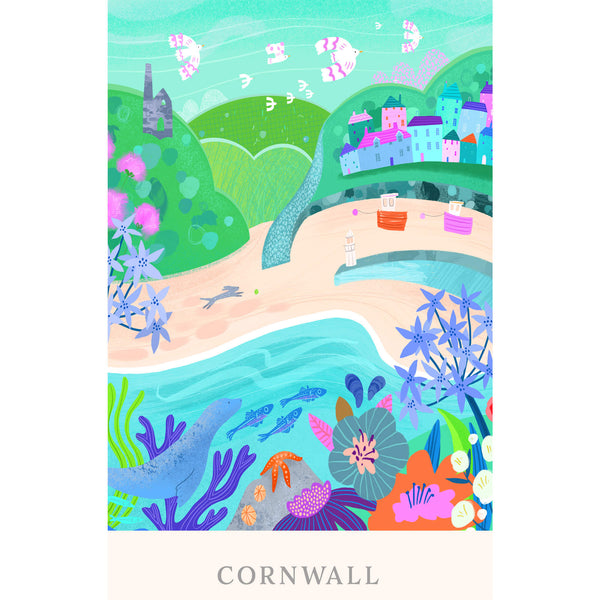 Print - WF729P - Cornwall Brights Art Print - Cornwall Brights Art Print - Coastal Art - Whistlefish