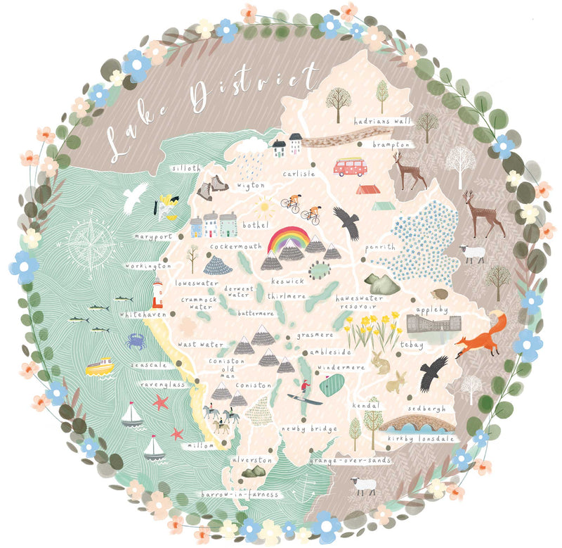 Print-WF825P - Lake District Map Medium-Whistlefish