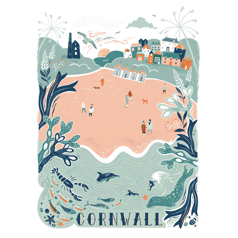 Print-WF831P - Cornwall Lino Print-Whistlefish