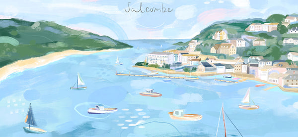 Print-WF892P - Salcombe Pastel Landscape Small Print-Whistlefish