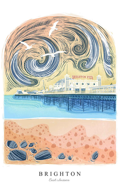 BRIGHTON PIER - Sustainable Kitesurfing Fine Art (Giclee) Print (Unframed online & Unmounted)