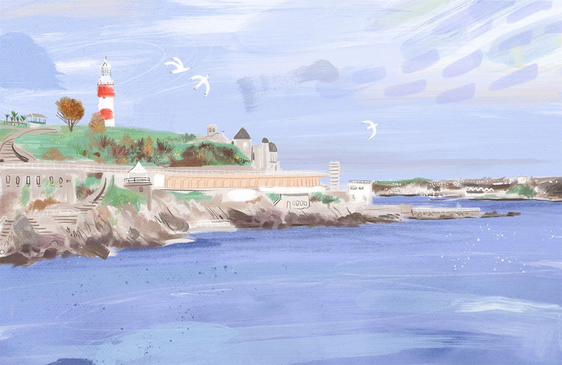 Print - WF978P - Plymouth Coastal Scene Art Print - Plymouth Coastal Scene Art Print - Whistlefish