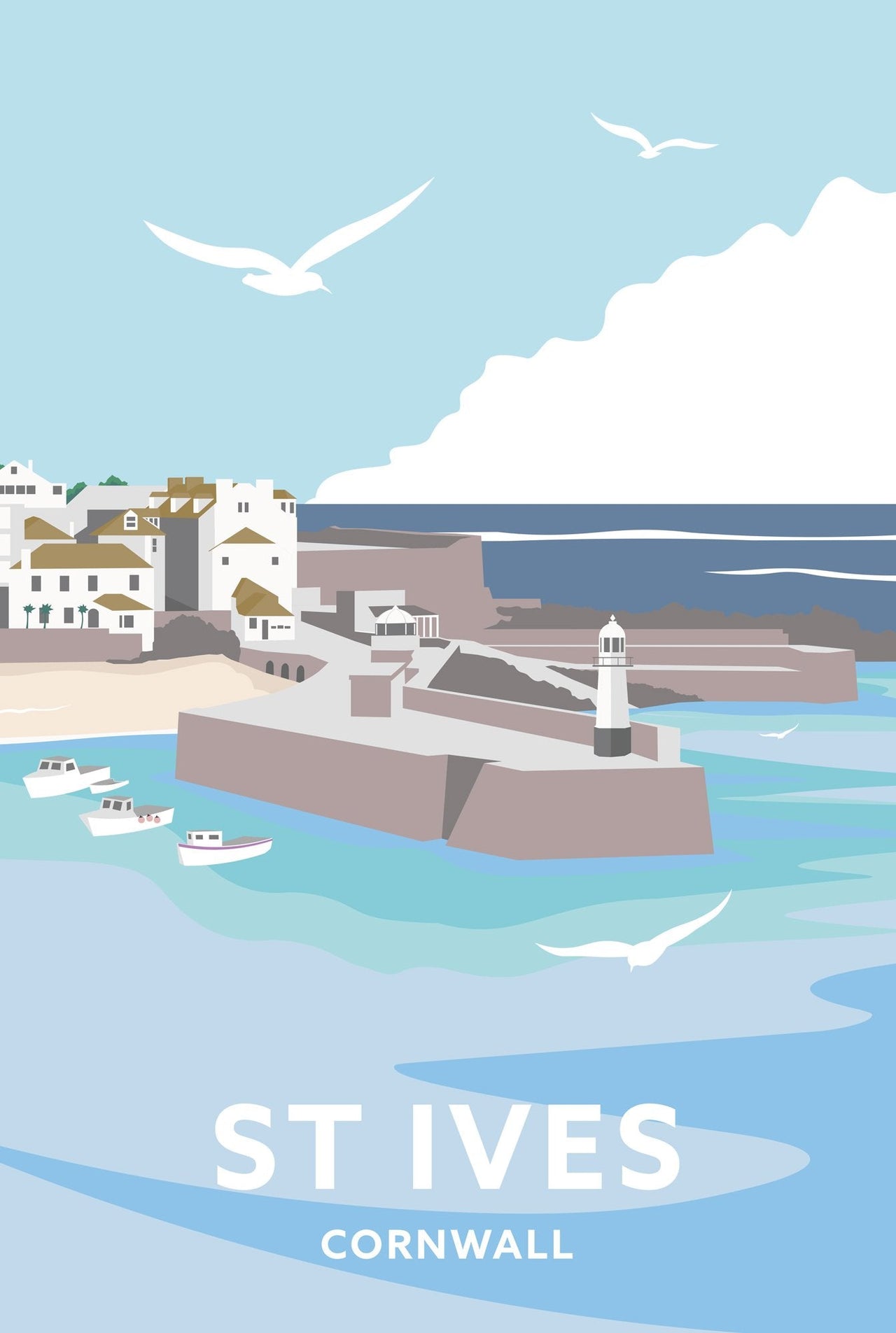 Print-WT07P - St Ives Cornwall Travel Art Print-Whistlefish
