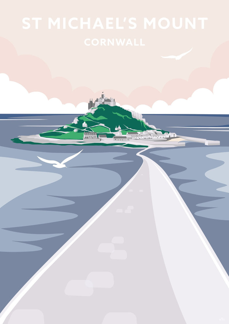 Print-WT12P - St. Michael's Mount Travel Art Print-Whistlefish