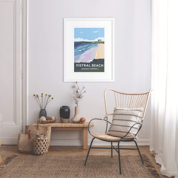 Print-WT23P - Fistral Beach Newquay Travel Art Print-Whistlefish