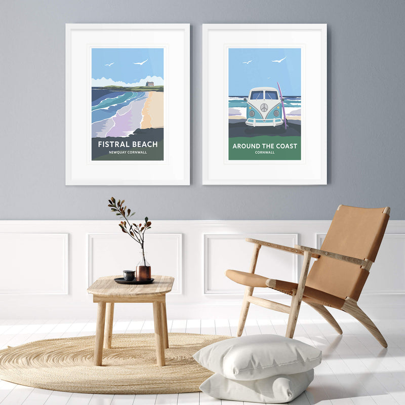 Print - WT23P - Fistral Beach Newquay Travel Art Print - 