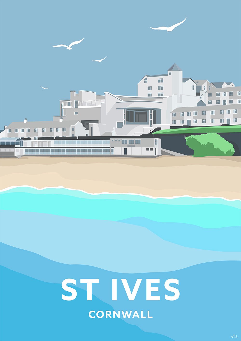 Print-WT24P - St Ives Tate Gallery Travel Art Print-Whistlefish
