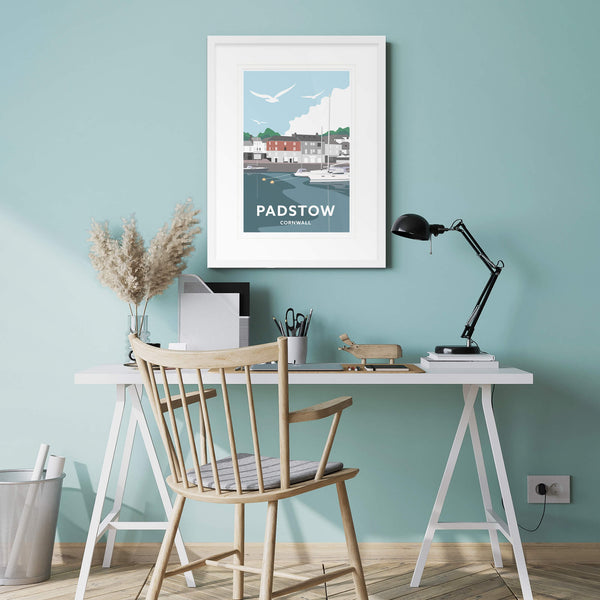 Print-WT27P - Padstow South Quay Travel Art Print-Whistlefish