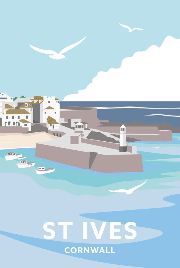 Print-WT28P - St Ives Cornwall Travel Art Print-Whistlefish