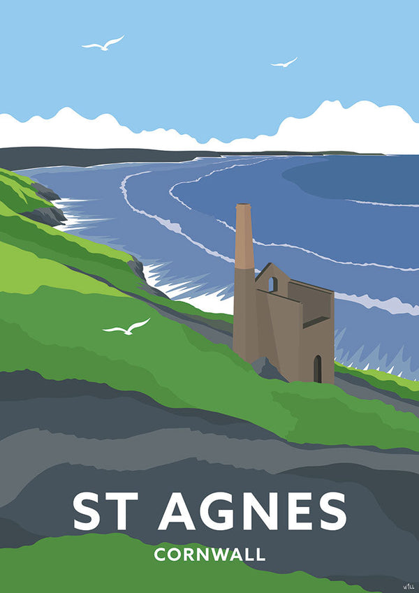 Print-WT38P - St Agnes Travel Art Print-Whistlefish