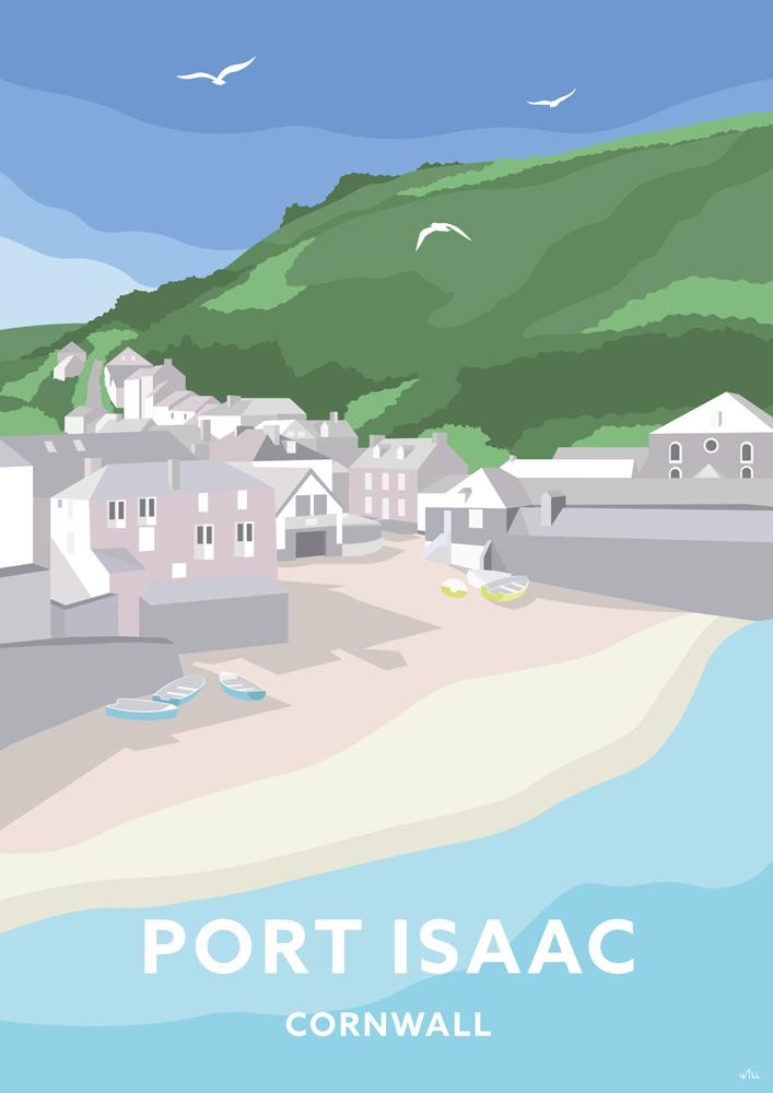 Print-WT69P - Port Isaac Travel Art Print-Whistlefish