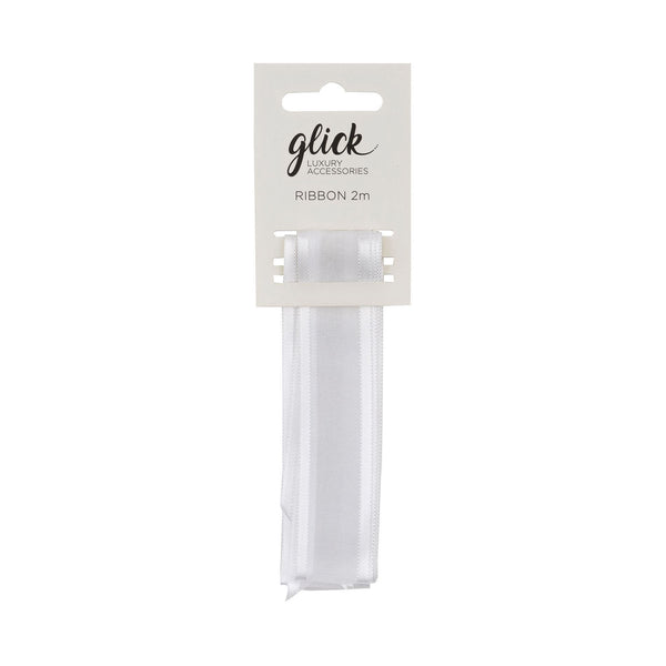 Ribbon-R0210 - Satin Edge Ribbon White-Glick