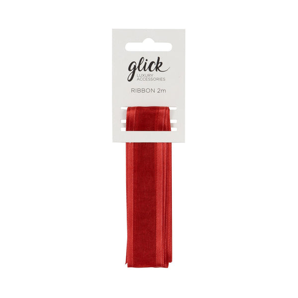 Ribbon-R0220 - Red Satin Edge Ribbon-Glick