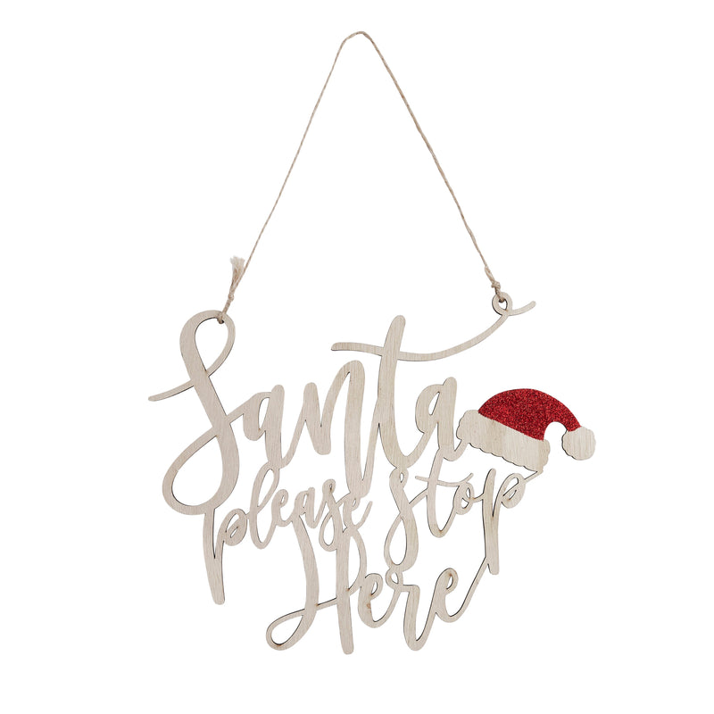 Sign - XM004 - Santa Stop Here Wooden Sign - Santa Stop Here Wooden Sign - Whistlefish