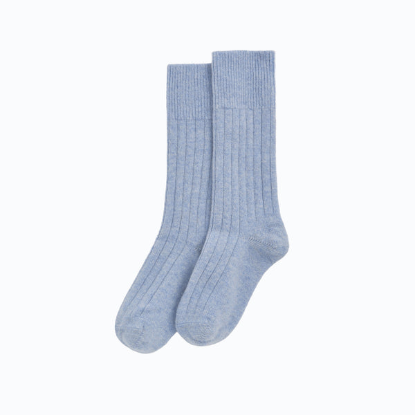 Socks-BEDWOLPBLL25 - Morning Blue Merino Bed Socks-Pairs Socks