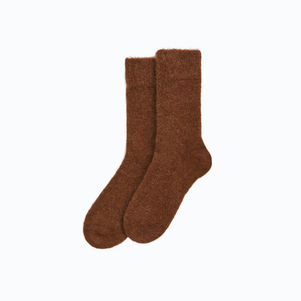 Socks-USALEVBRNS - Chestnut Brown Ultra Soft Alpaca Sock-Pairs Socks