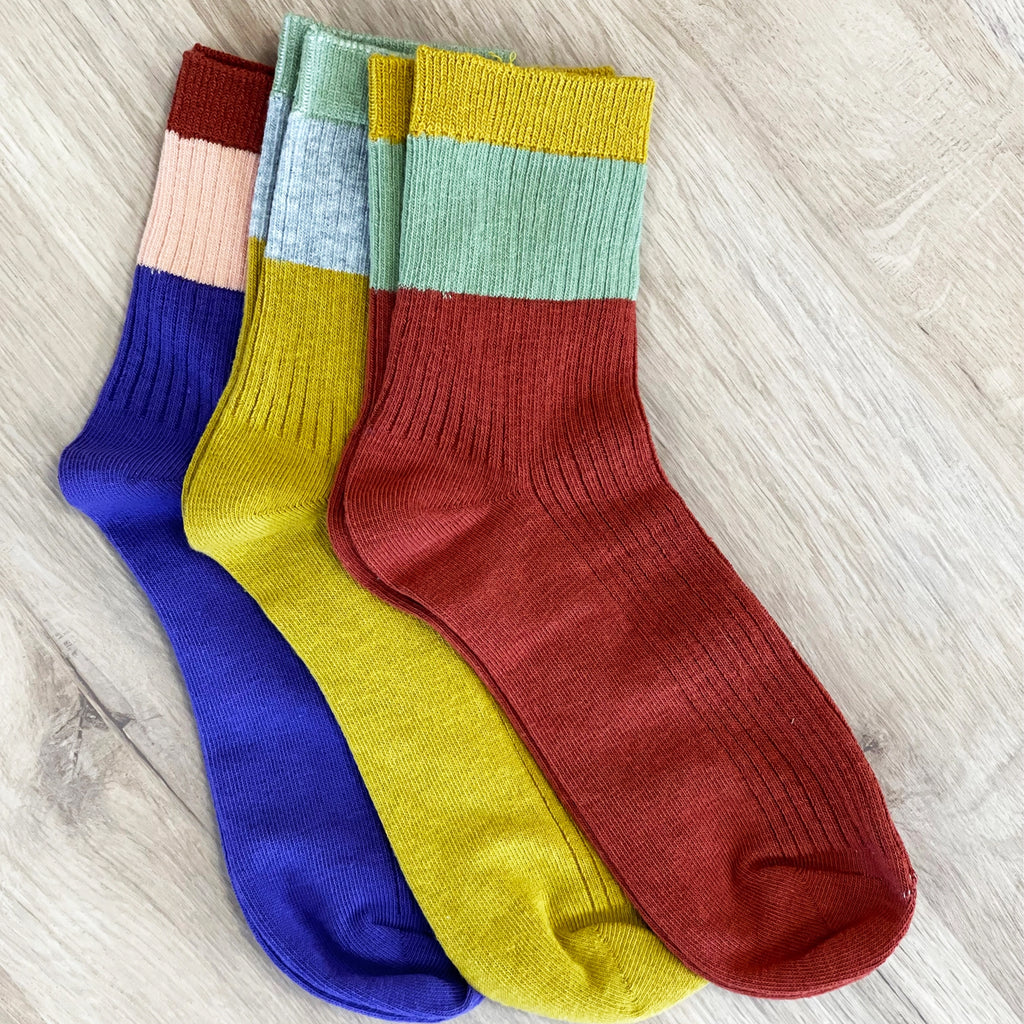 Socks-WFSS01 - (Set of 3) Autumnal Shade Ankle Socks-Whistlefish
