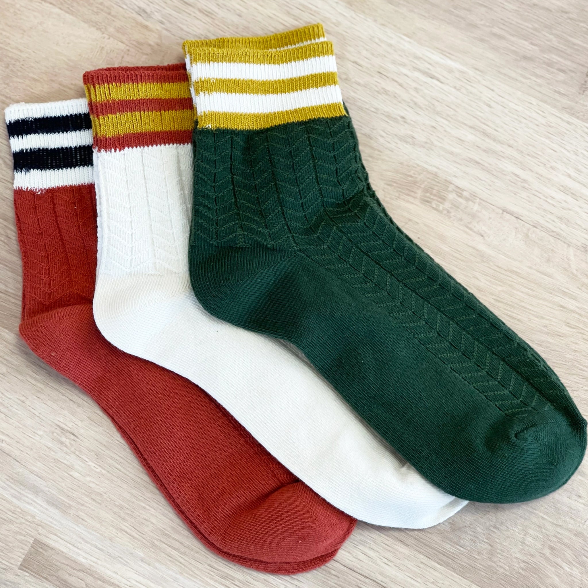 Socks-WFSS04 - (Set of 3) Striped Varisty Socks-Whistlefish