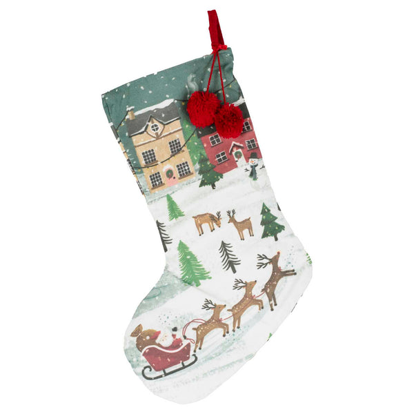 Stocking - MLC-155 - Festive Scenes Christmas Stocking - Festive Scene Christmas Stocking - Whistlefish