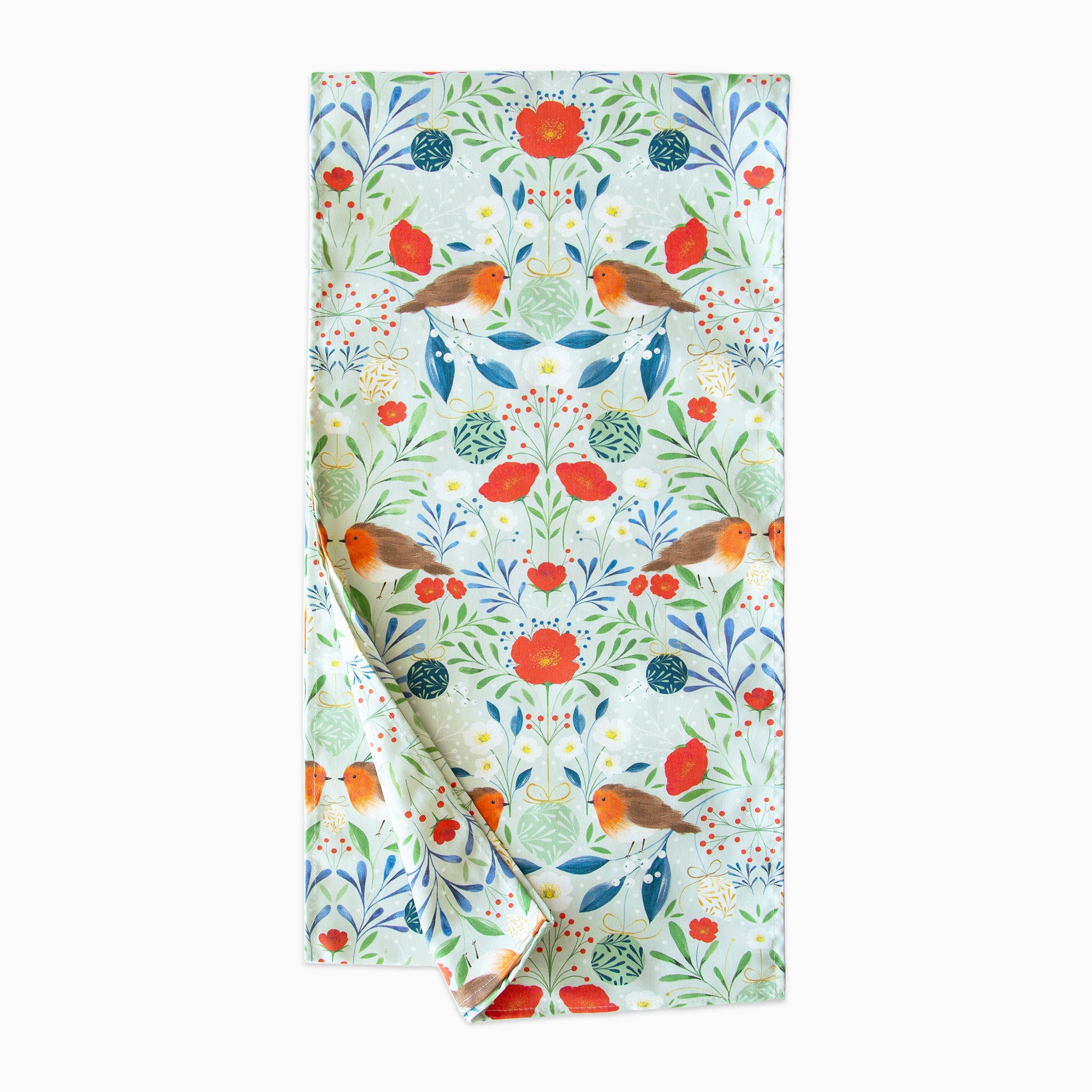 Table Runner-XM25TR - Berry & Rose Robin Table Runner-Whistlefish