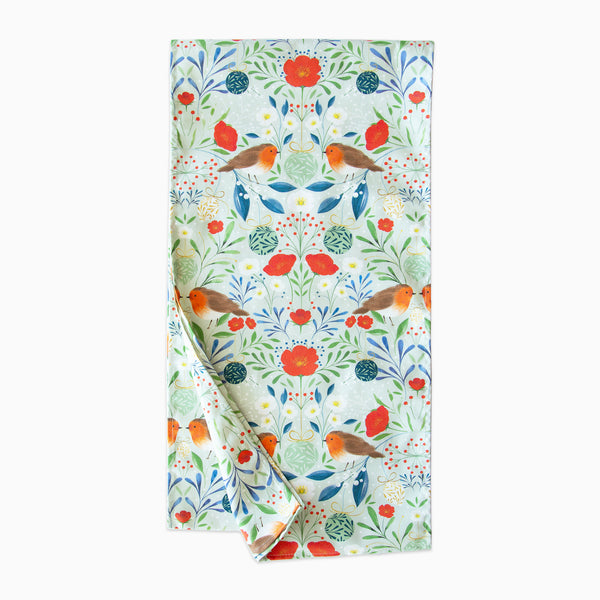 Table Runner-XM25TR - Berry & Rose Robin Table Runner-Whistlefish