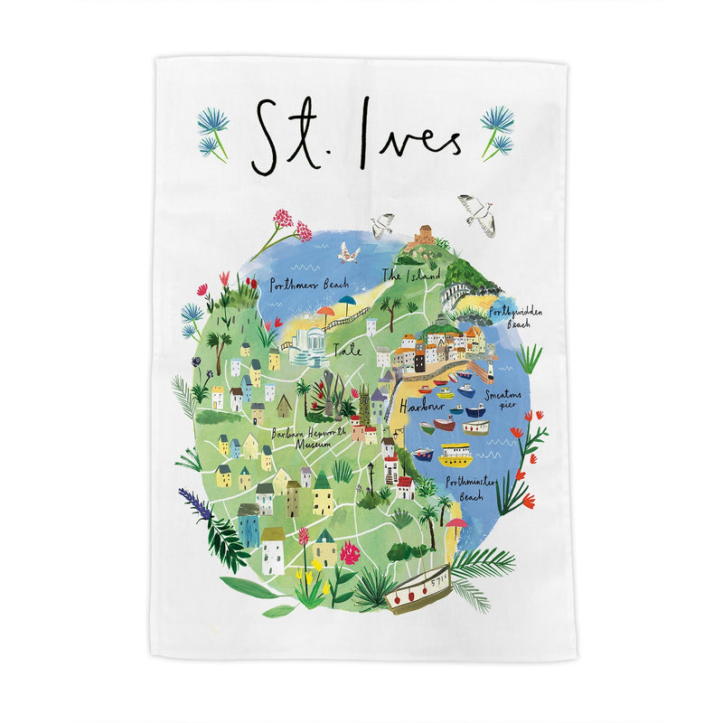 Tea Towel-CR03TT - St Ives Map Tea Towel-Whistlefish