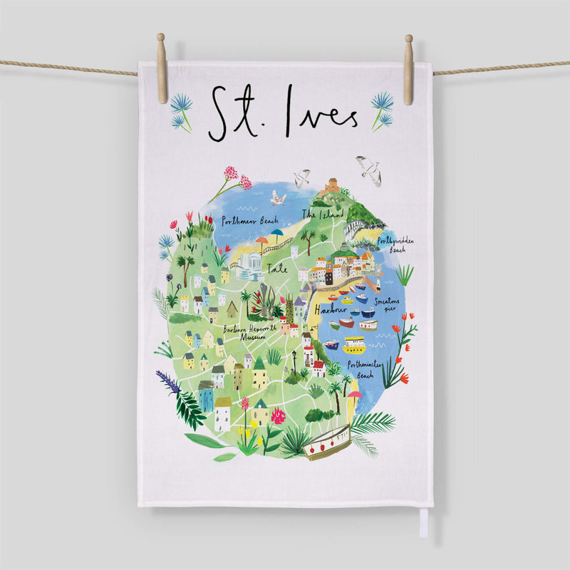 Tea Towel-CR03TT - St Ives Map Tea Towel-Whistlefish