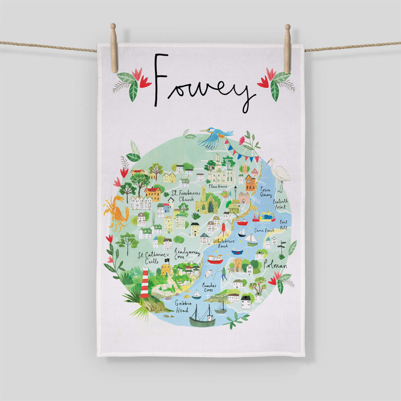 Tea Towel - CR05TT - Fowey Map Tea Towel - 