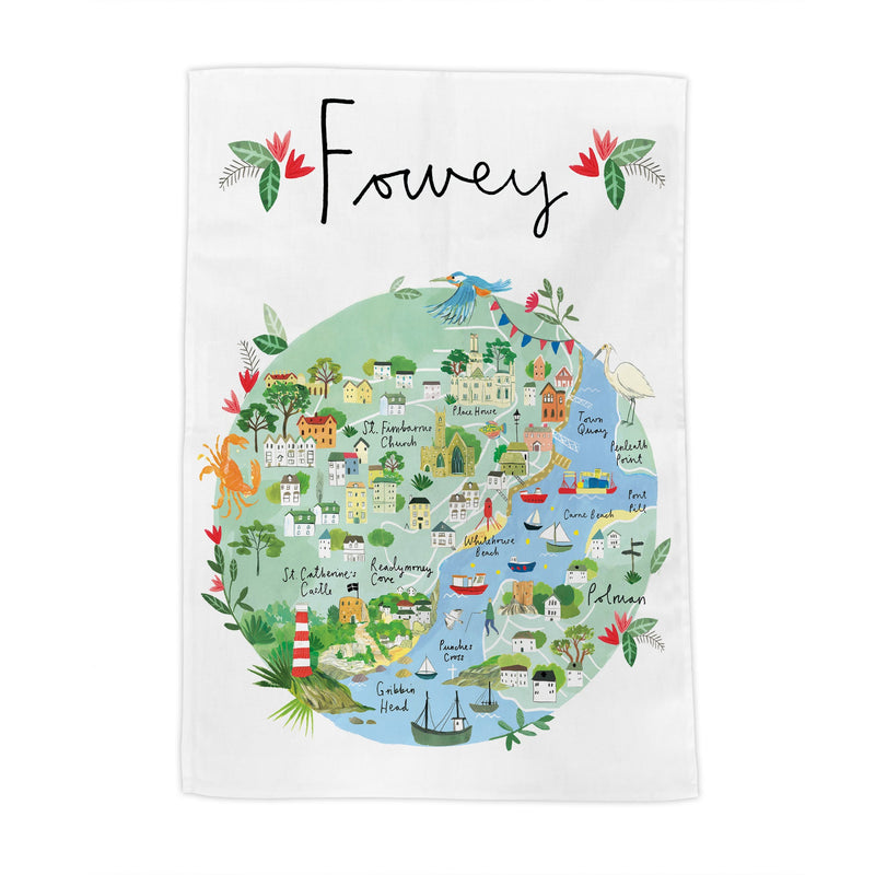 Tea Towel - CR05TT - Fowey Map Tea Towel - 