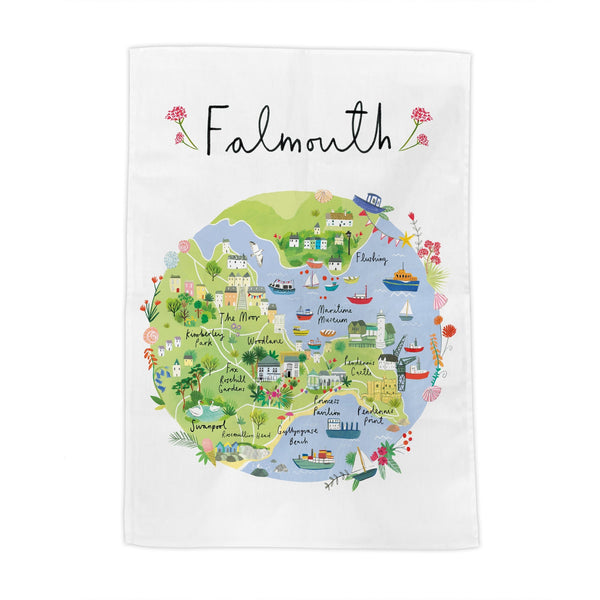 Tea Towel-CR10TT - Falmouth Map Tea Towel-Whistlefish