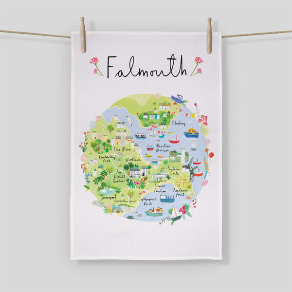 Tea Towel-CR10TT - Falmouth Map Tea Towel-Whistlefish