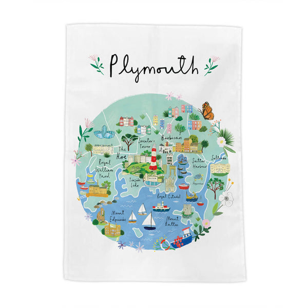 Tea Towel - CR12TT - Plymouth Map Tea Towel - 