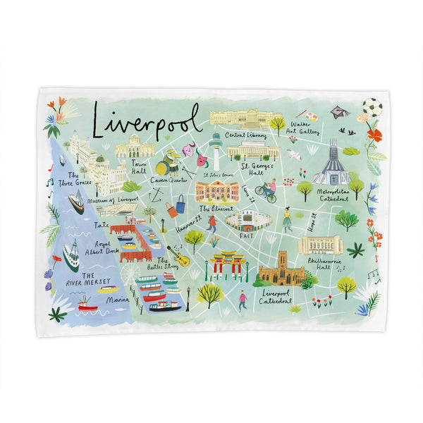 Tea Towel-CR17TT - Liverpool Map Tea Towel-Whistlefish