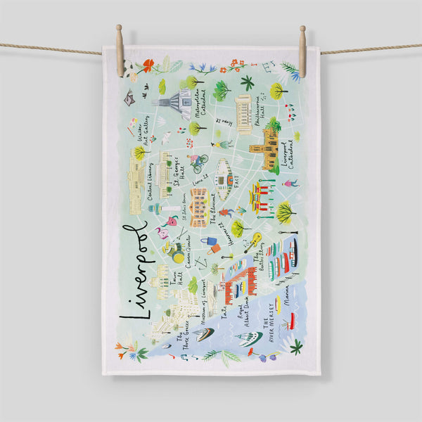 Tea Towel-CR17TT - Liverpool Map Tea Towel-Whistlefish