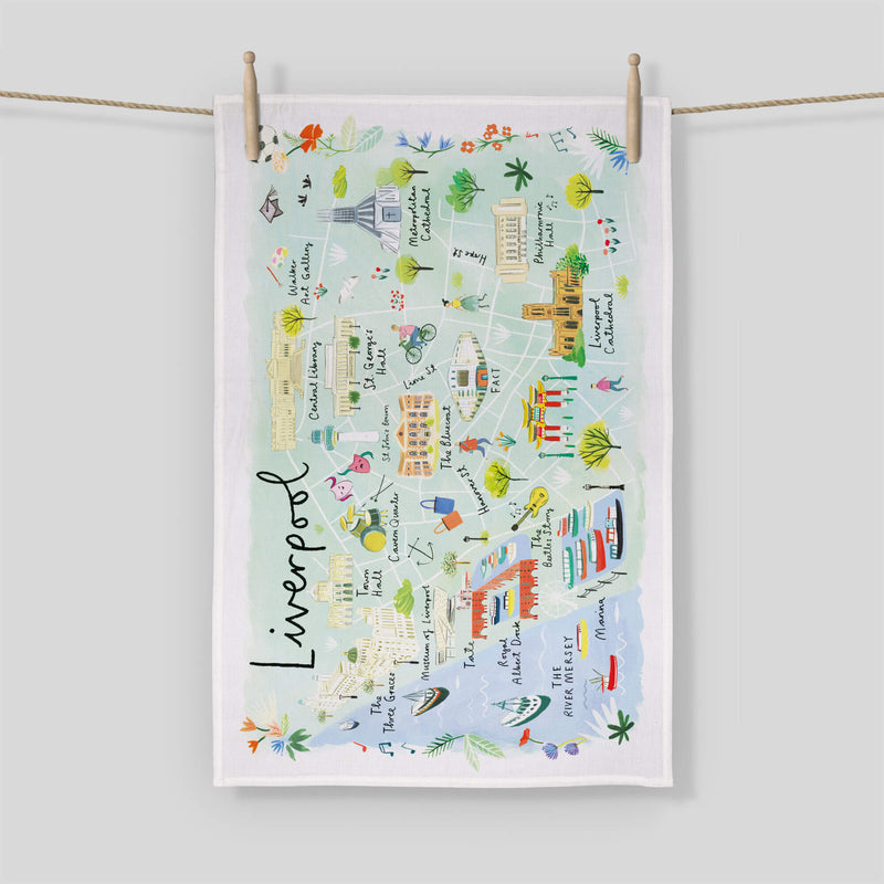 Tea Towel-CR17TT - Liverpool Map Tea Towel-Whistlefish