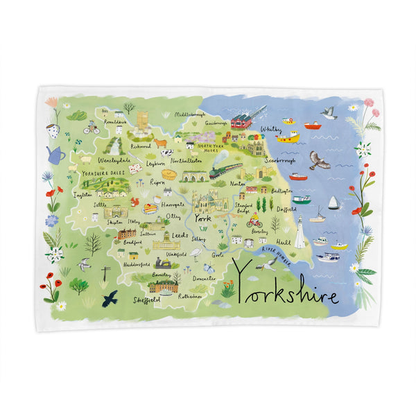 Tea Towel-CR18TT - Yorkshire Map Tea Towel-Whistlefish