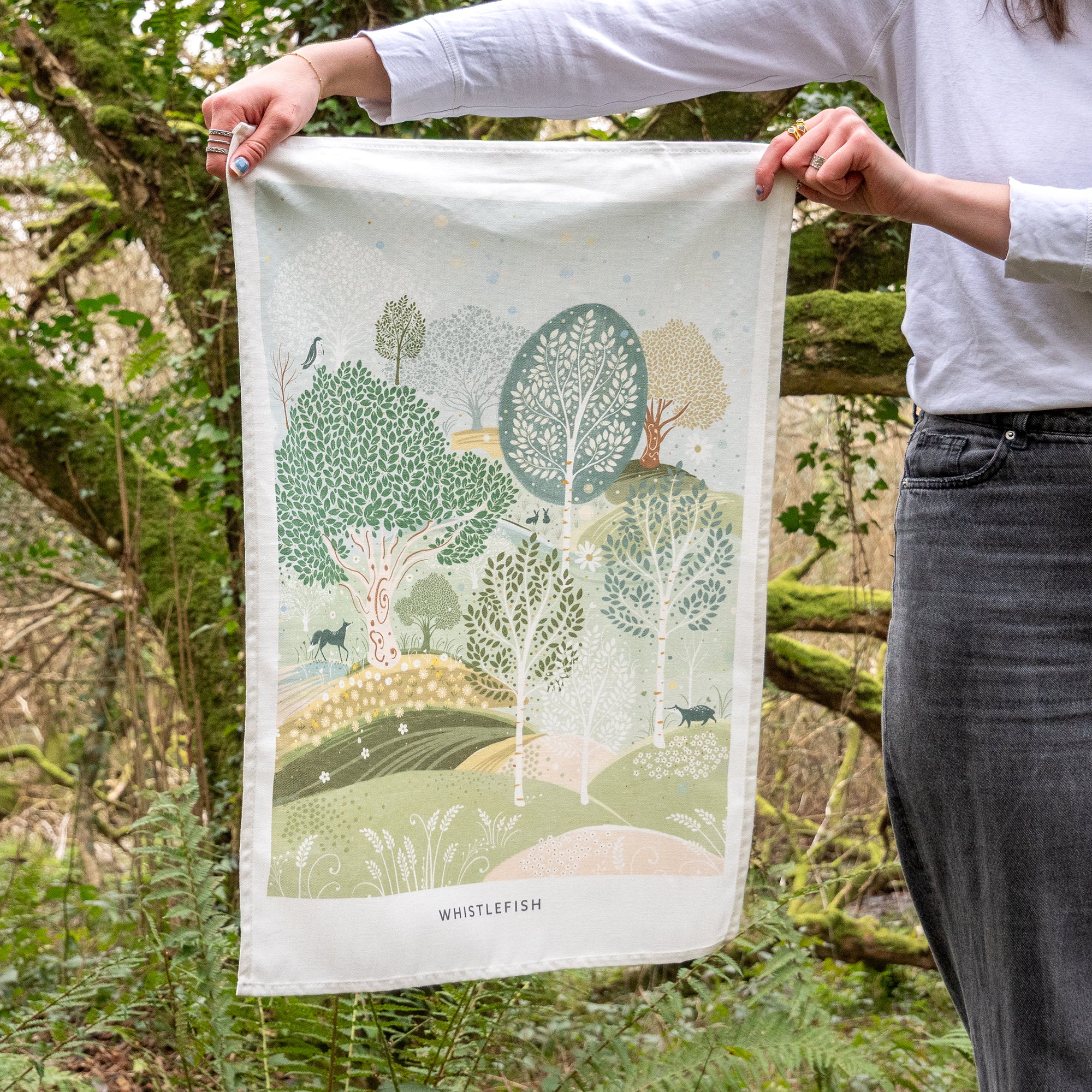 Tea Towel-CR2502TT - Celtic Rainforest Trees Tea Towel-Whistlefish